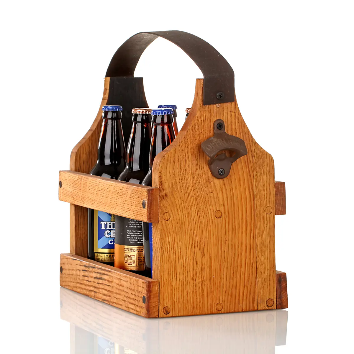 bier-flaschen-traeger-whisky-fass-recycled-schottland-005 Flaschenträger aus recycelten schottischen Whiskyfass - für 6 Bierflaschen