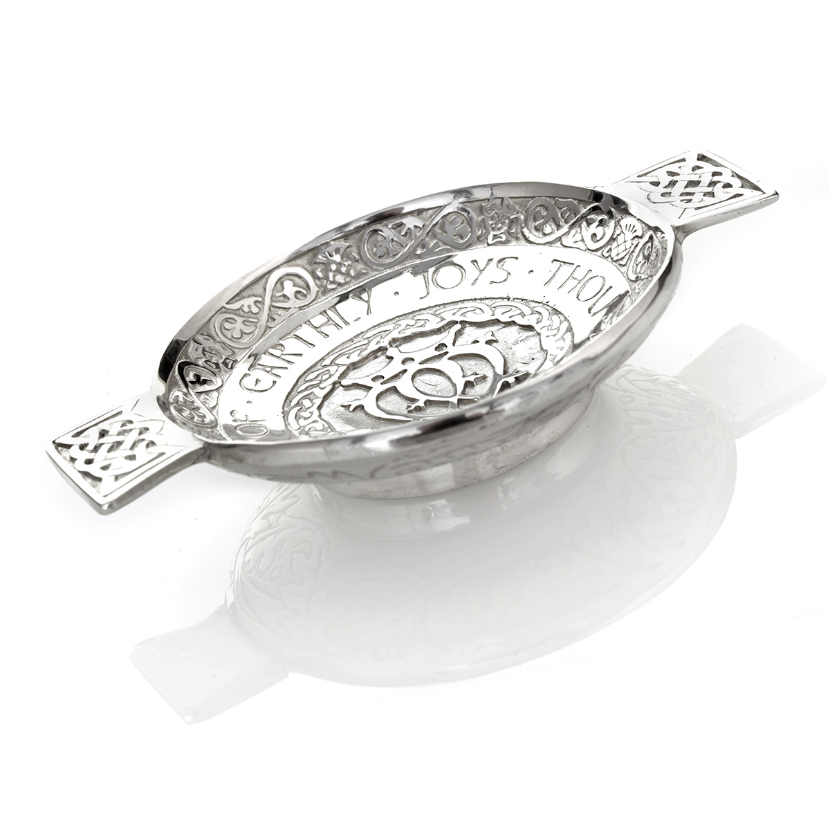 quaich-keltisch-schottisch-zinn-pewter-023 Of Earthly Joys Thou Art My Choice - Schottischer Luckenbooth Whisky Quaich