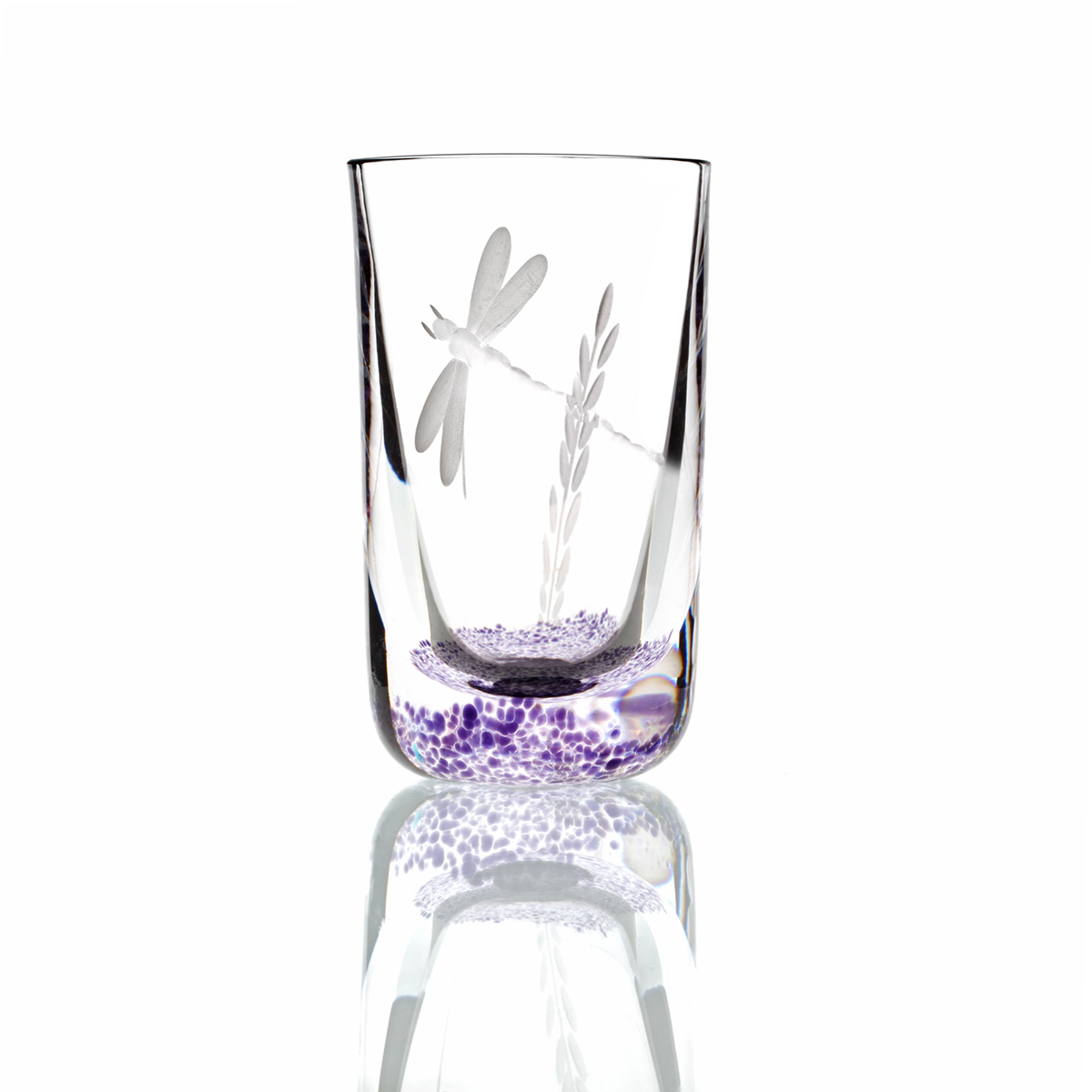 shot-schnaps-glas-irland-libelle-dragonfly-001 Wild Heather Shotglas / Schnapsglas - Handgefertigtes Kristallglas aus Irland