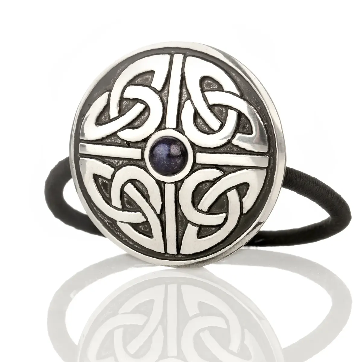 Celtic Triskele - Haargummi aus England mit keltischem Muster & rundem Stein
