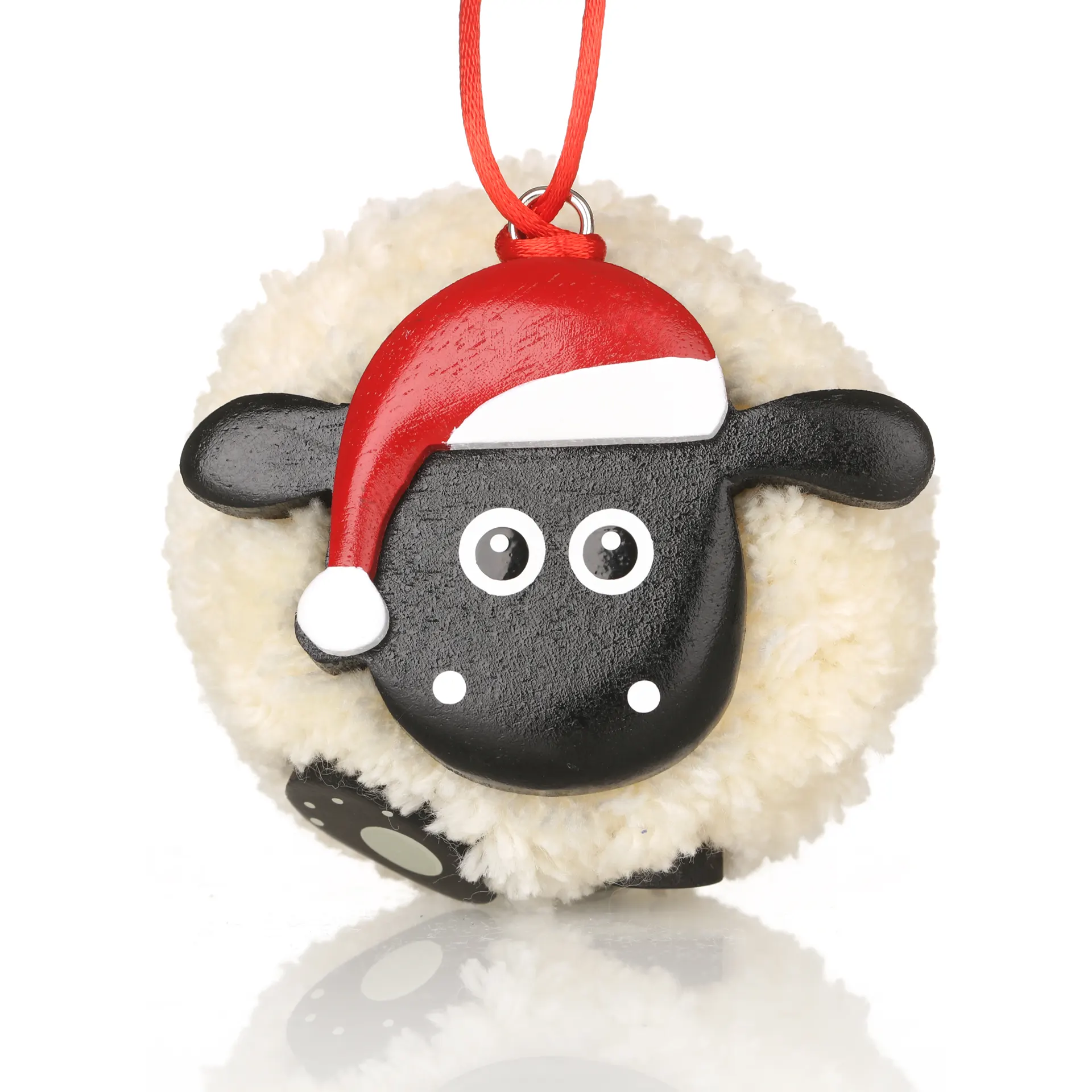 Schottisches Schaf Weihnachtskugel aus Wolle und Holz – handgefertigt in Schottland Schottisches Schaf Weihnachtskugel aus Wolle und Holz – handgefertigt in Schottland