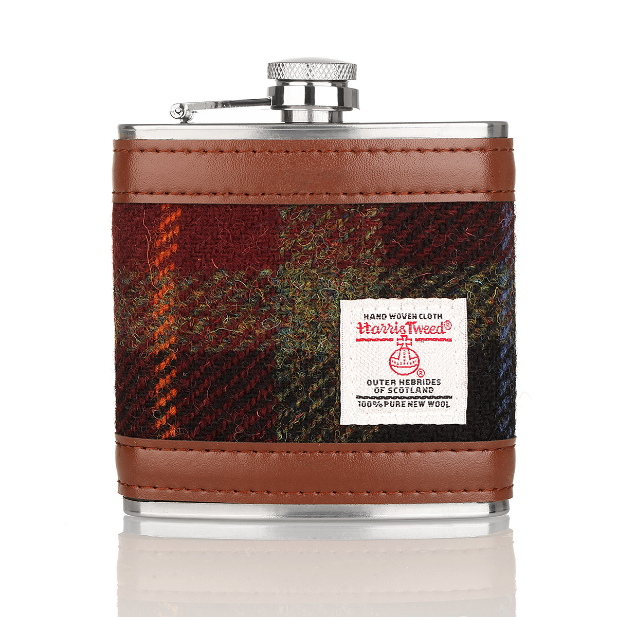 Harris Tweed Flachmann aus Schottland in Rust Check Tartan