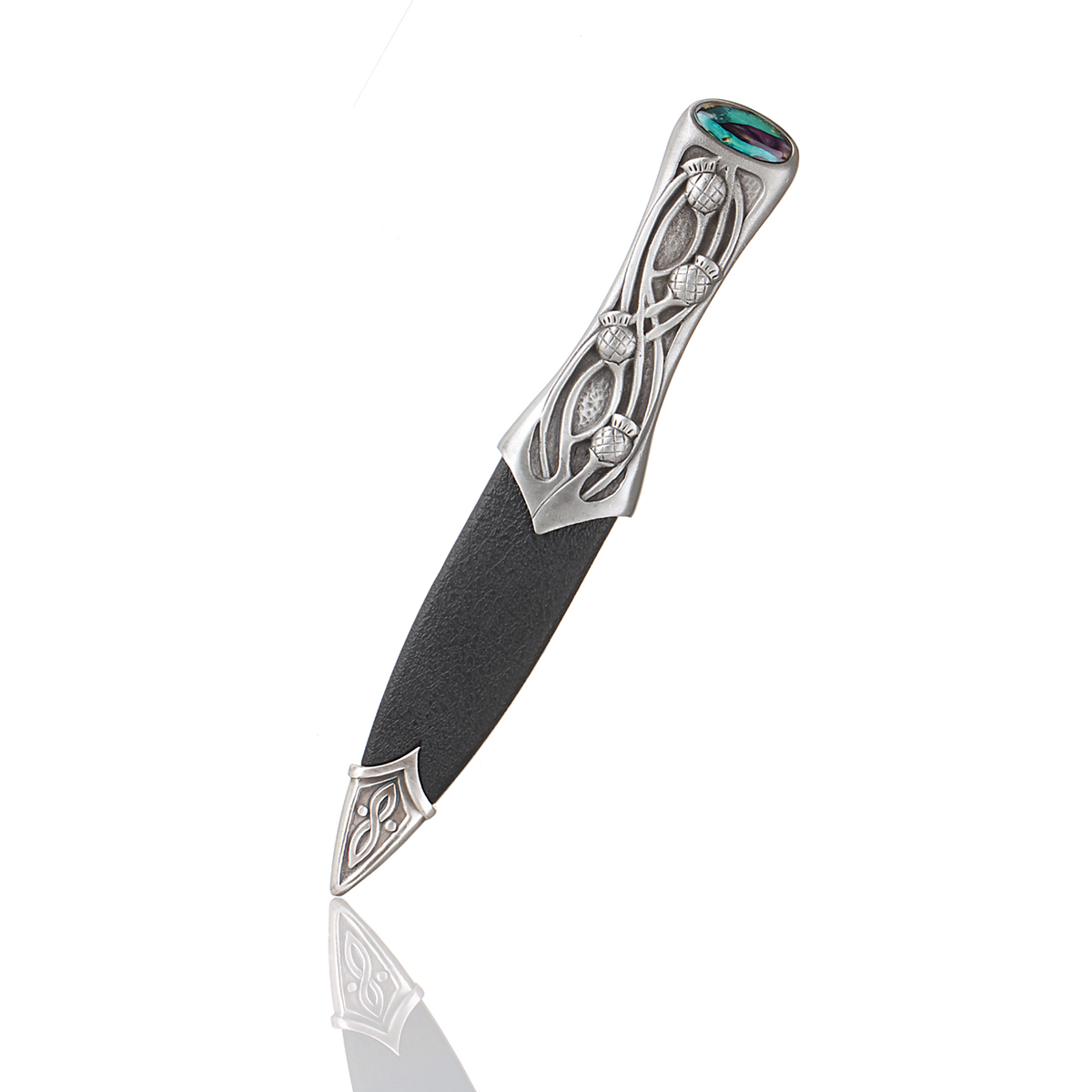 Heathergem Thistle  Sgian Dubh aus Schottland mit Griff aus Zinn & Heideholz