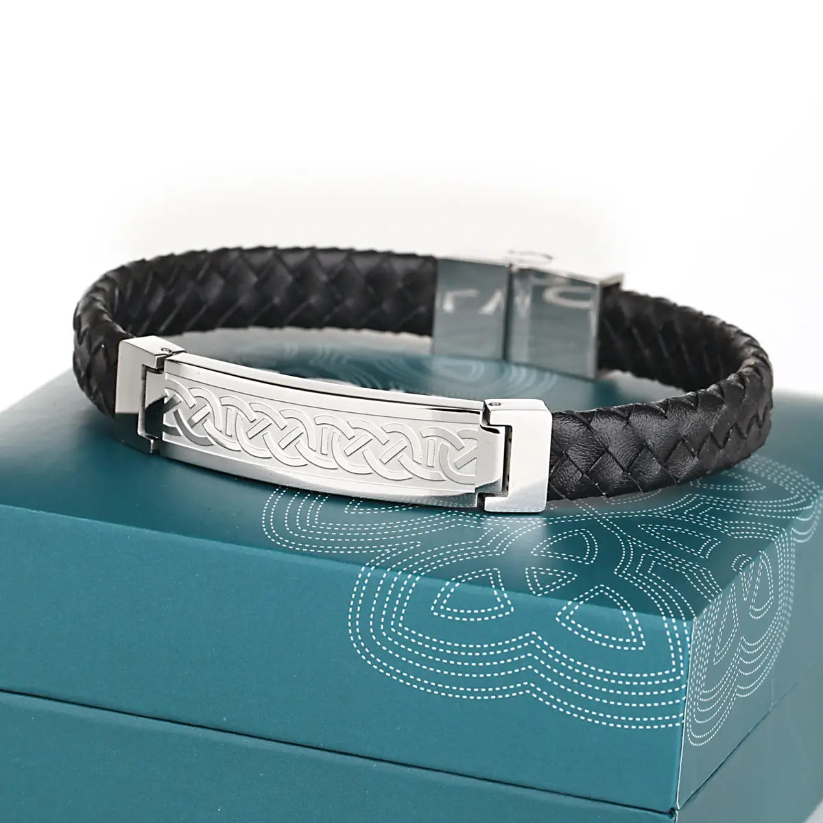 Armband-Leder-Edelstahl-keltisch-irischer-schmuck-001 Celtic Knots - Keltisches Leder & Edelstahl Armband aus Irland