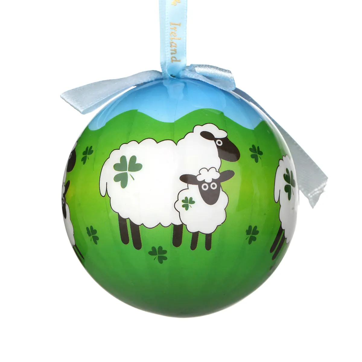 Shamrock Sheep - Traditionell handgefertigte Weihnachtskugel aus Irland mit irischen Schafen Shamrock Sheep - Traditionell handgefertigte Weihnachtskugel aus Irland mit irischen Schafen