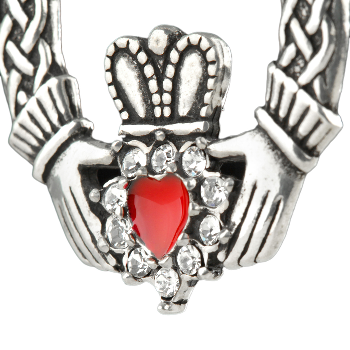 Crystal Claddagh Ring Kette mit Emaille & Kristall