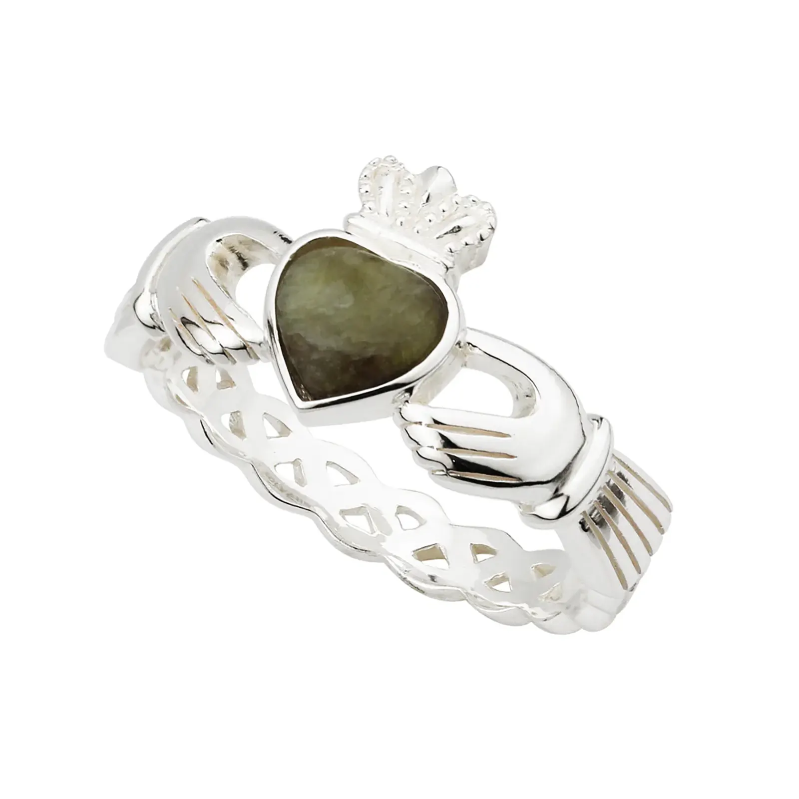 Claddagh Ring aus Sterling Silber & Connemara Marmor - handgefertigt in Irland Claddagh Ring aus Sterling Silber & Connemara Marmor - handgefertigt in Irland
