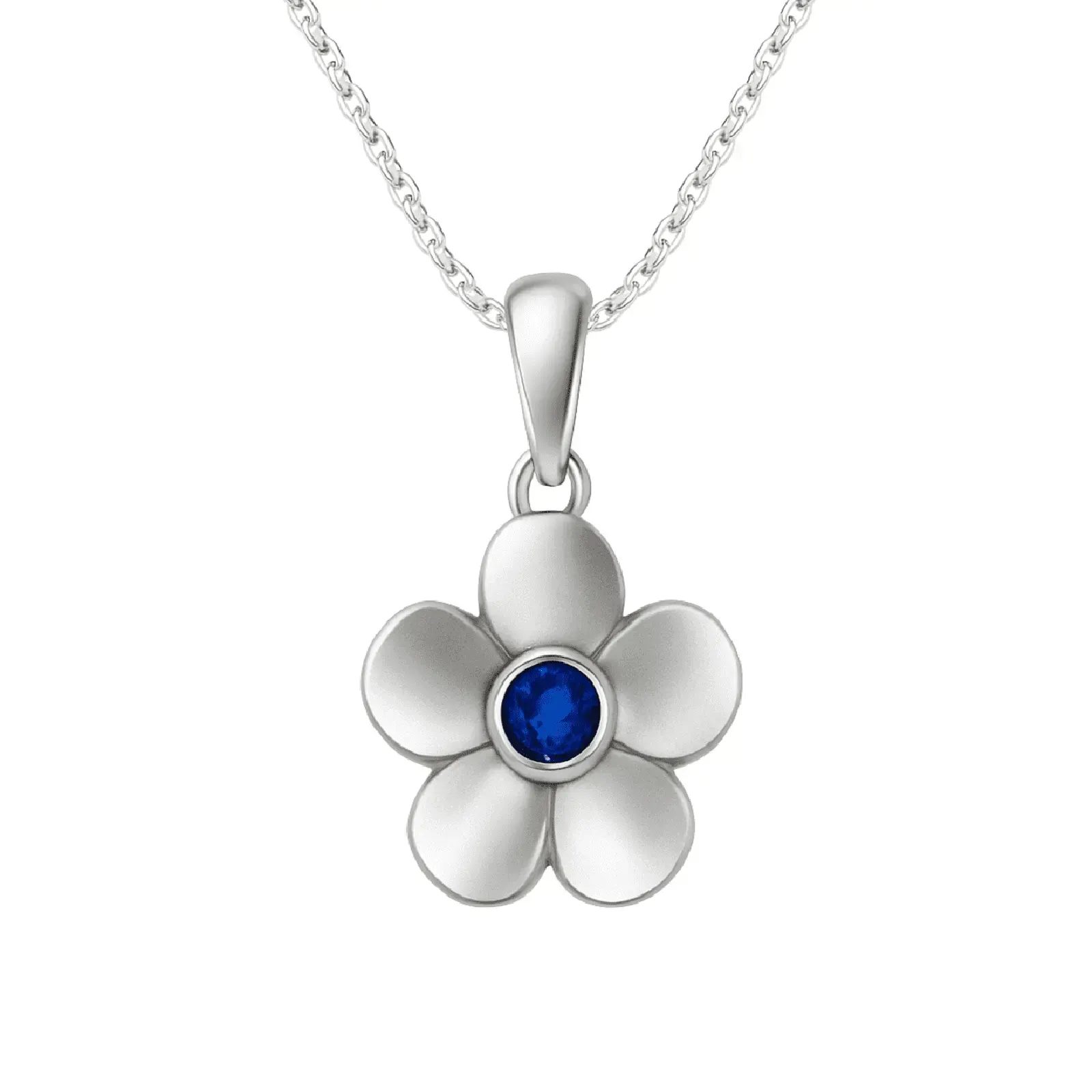 Schottischer Forget Me Not Anhänger aus Sterlingsilber mit Saphir