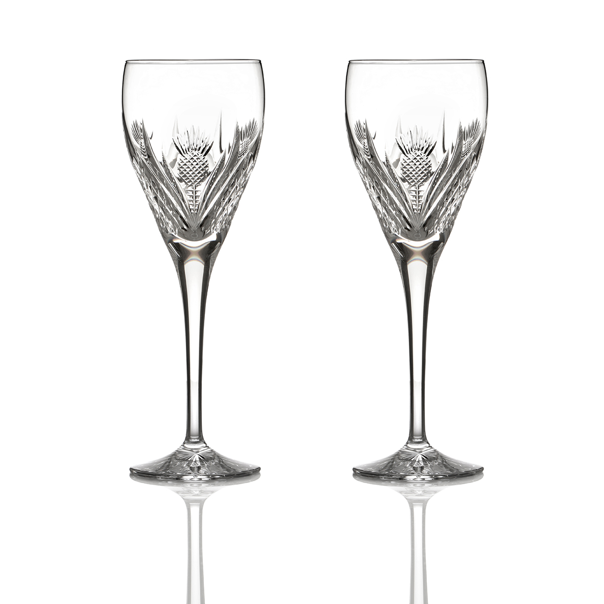 Schottische Distel - 2 Sherry / Portwein Gläser - Kristallglas aus Schottland