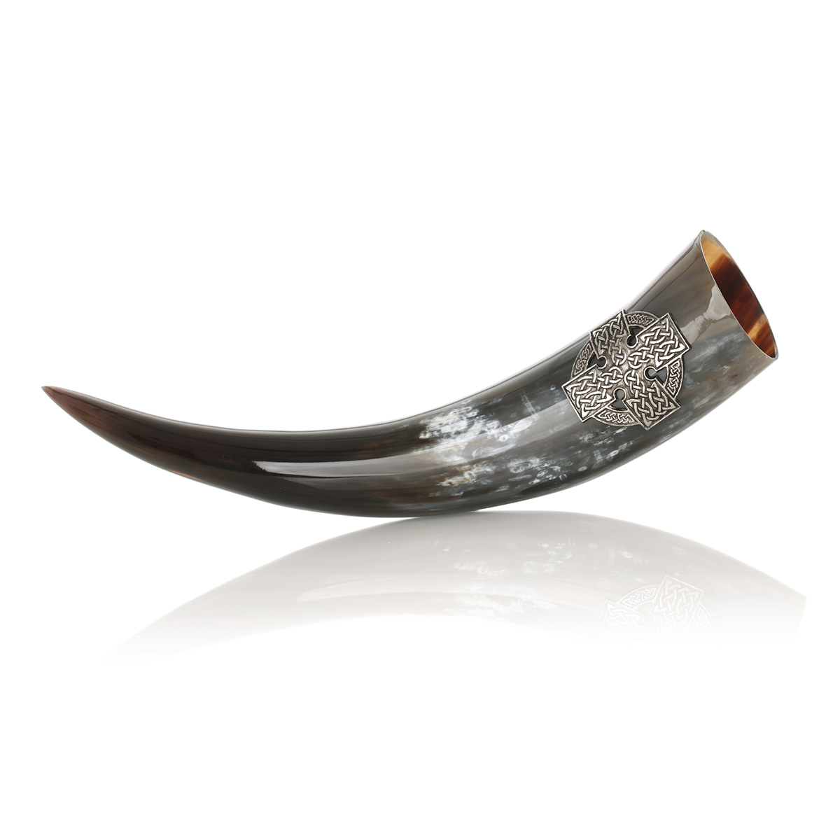 trinkhorn-keltisches-kreuz-0055810c0ed11d0b Poliertes Trinkhorn mit keltischem Kreuz aus Zinn - ca. 0,5 Liter