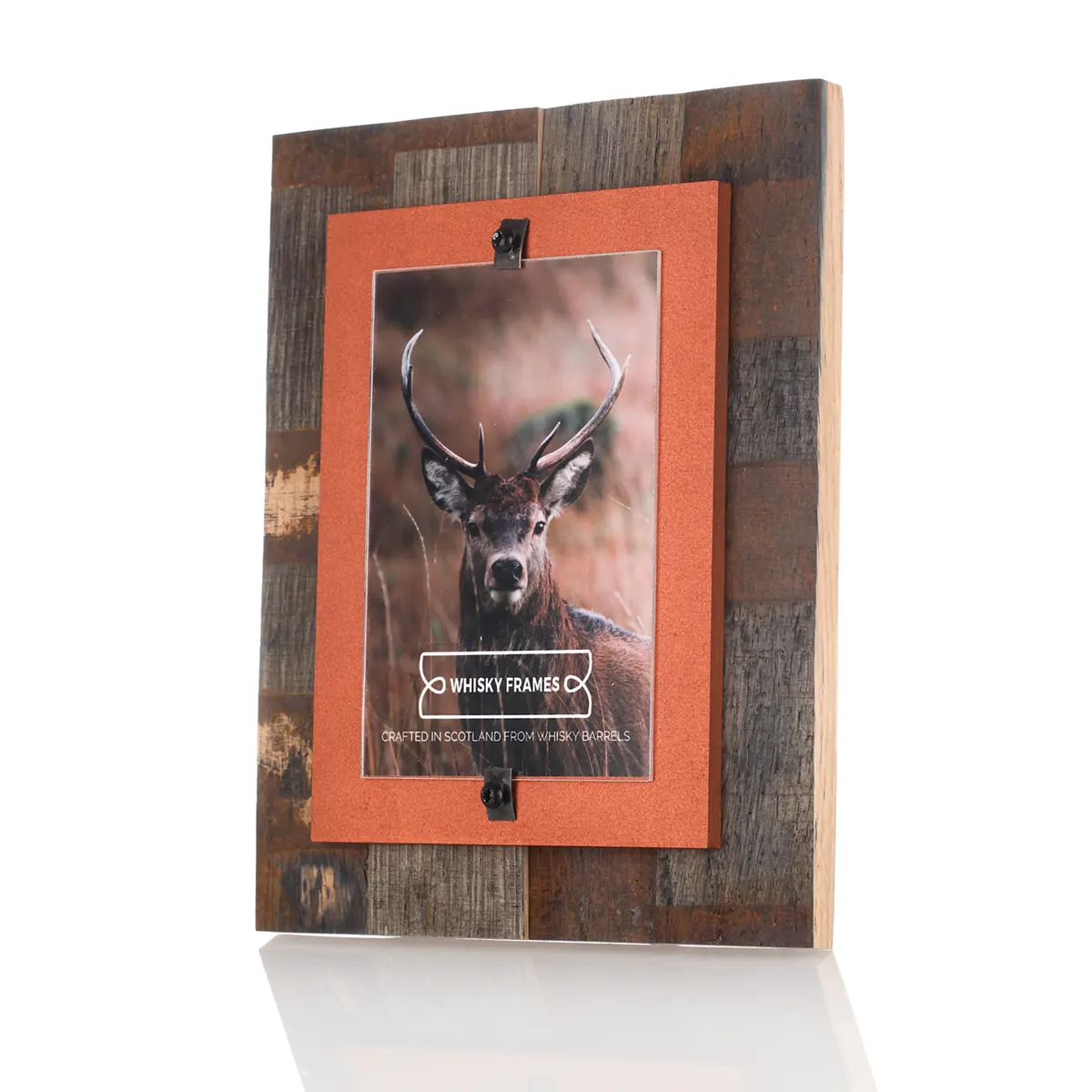 Whiskyfass-Fotorahmen 13x18 cm - Handgefertigt aus recyceltem Fassholz (Eiche)
