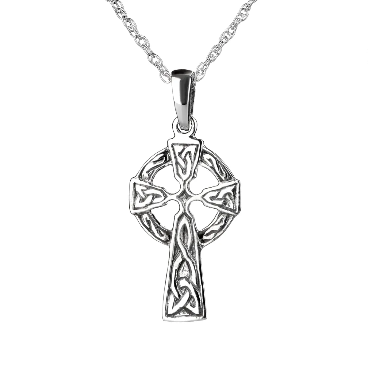 Keltisches Kreuz - Anhänger aus Sterling Silber - Handgefertigt in Schottland