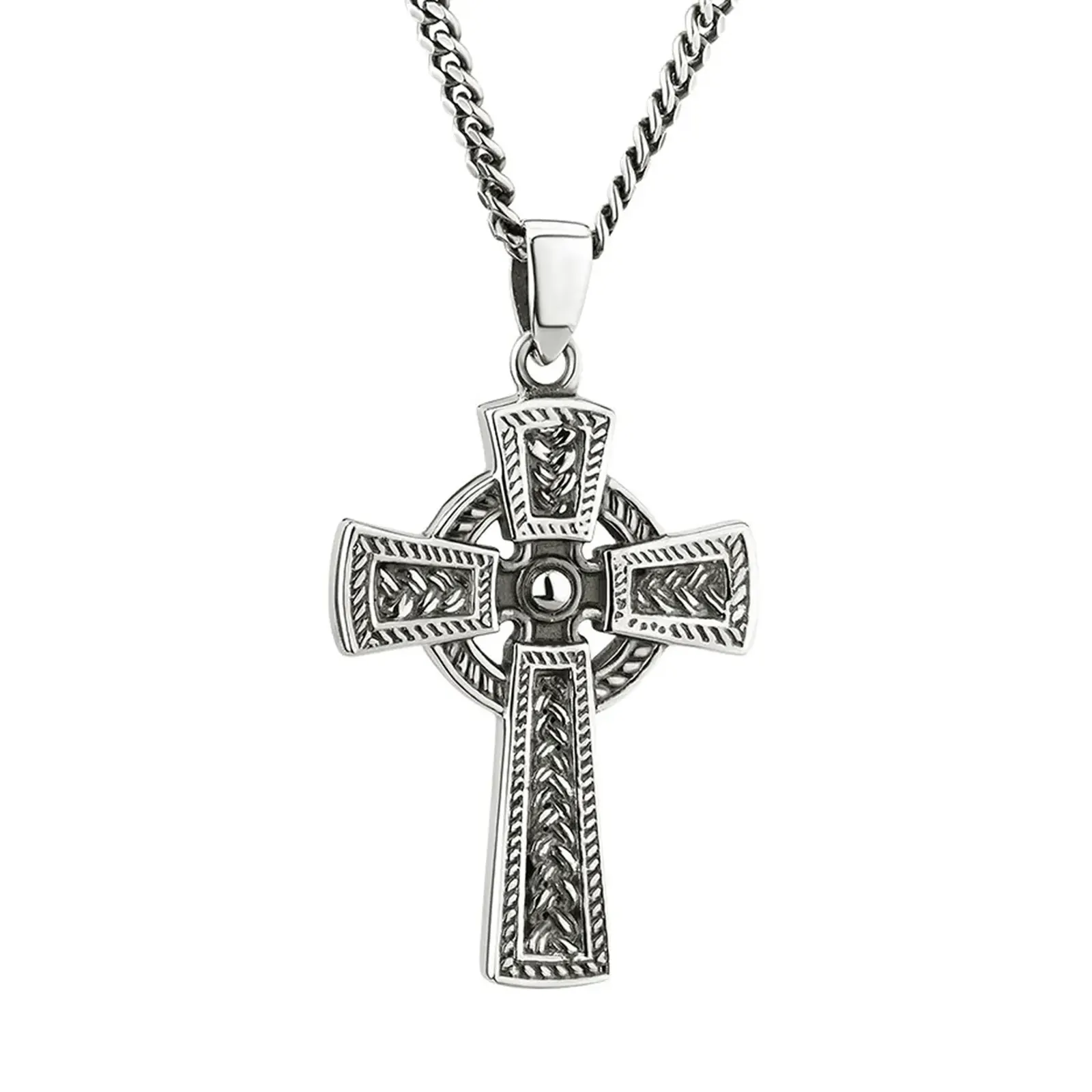 Oxidised Celtic Cross - Keltisches Kreuz aus Sterling Silber - Made in Ireland