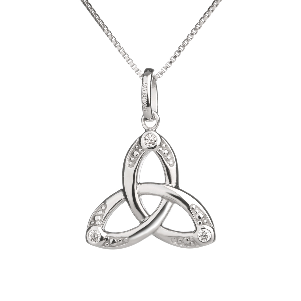 triniti-kette-silber-kristall-keltisch-irland-003 Crystal Trinity Kette & Anhänger aus Irland - Sterling Silber & Kristall