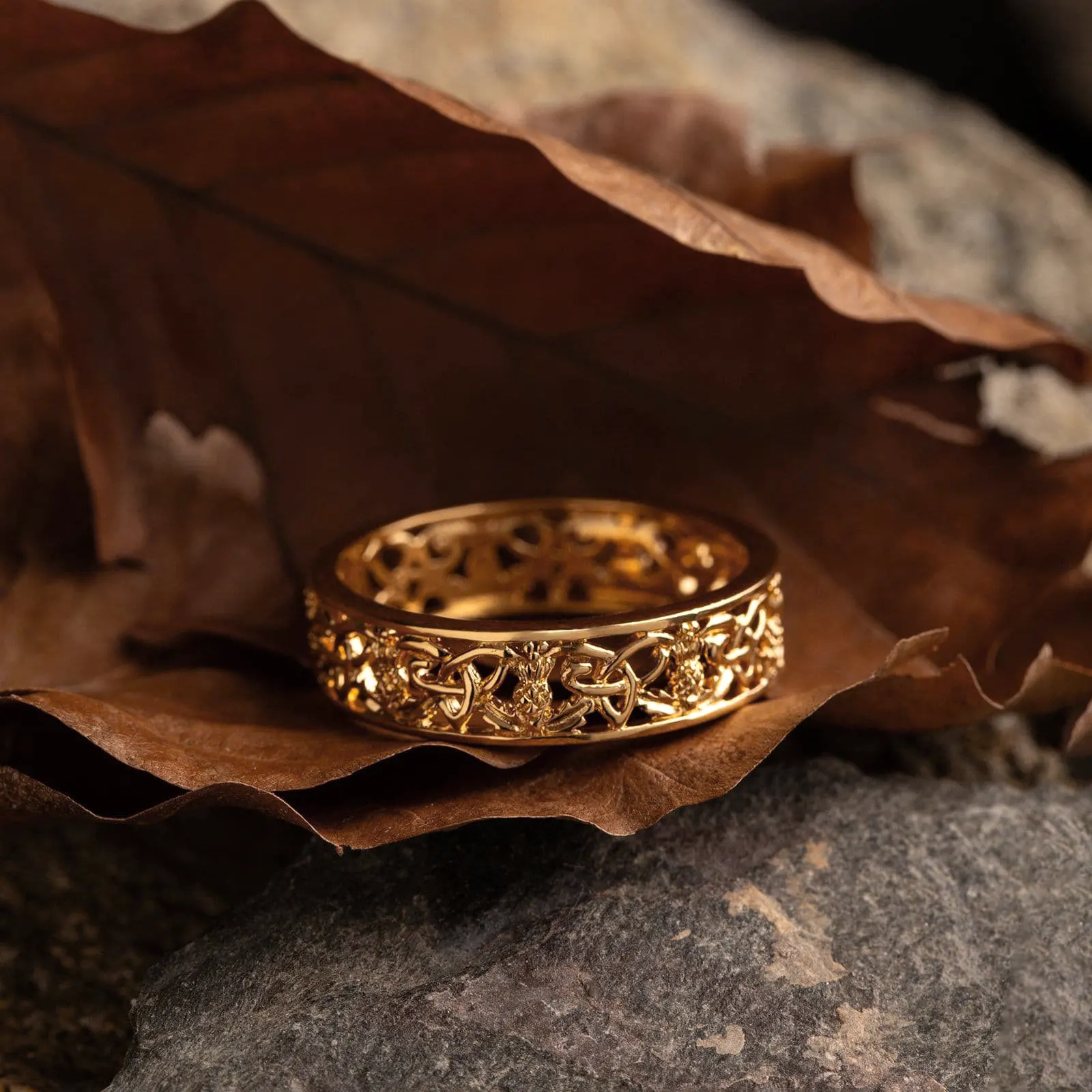 Outlander Ring aus Schottland aus Sterlingsilber mit 24K Vergoldung