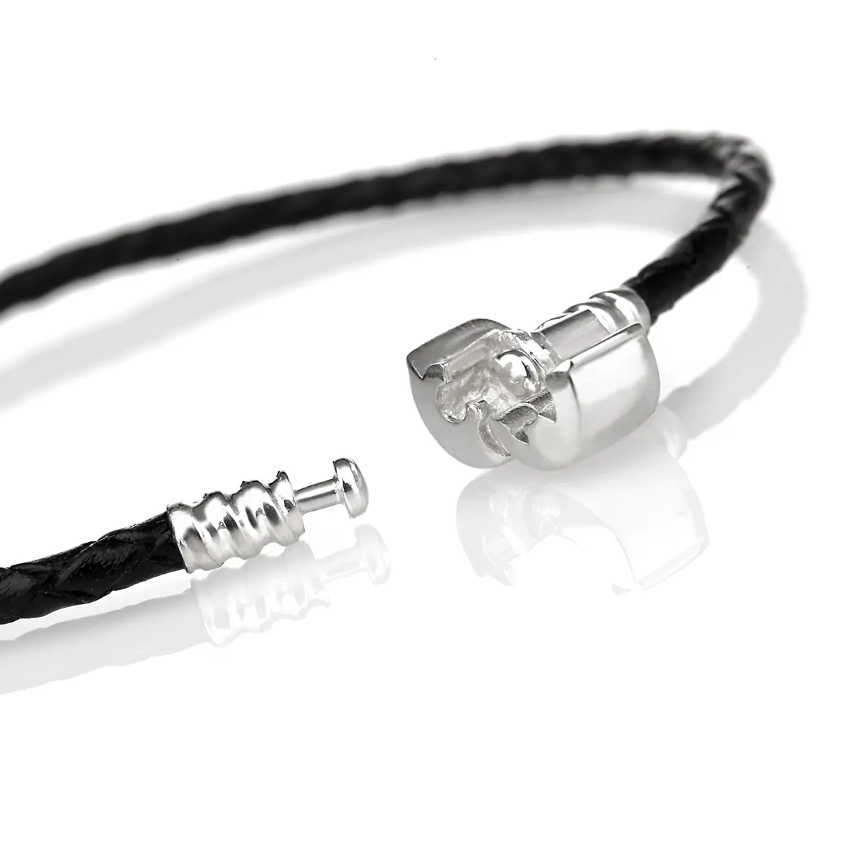 armband-european-bead-charm-leder-sterling-silber-001 European Bead Armband - 19 cm - Leder & Sterlingsilber