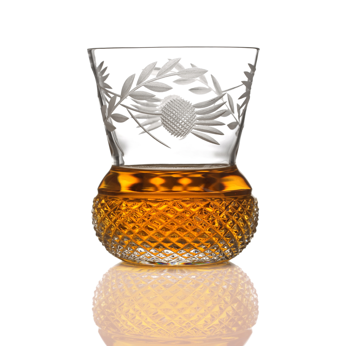 Flower of Scotland - schottische Distel - handgefertigtes Kristall Whisky Glas