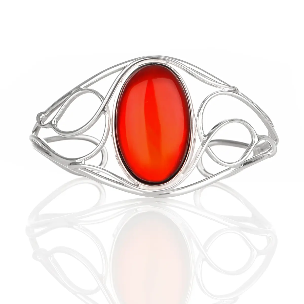 Red Amber Bangle - Irischer Armreif aus rotem Bernstein & Sterling Silber