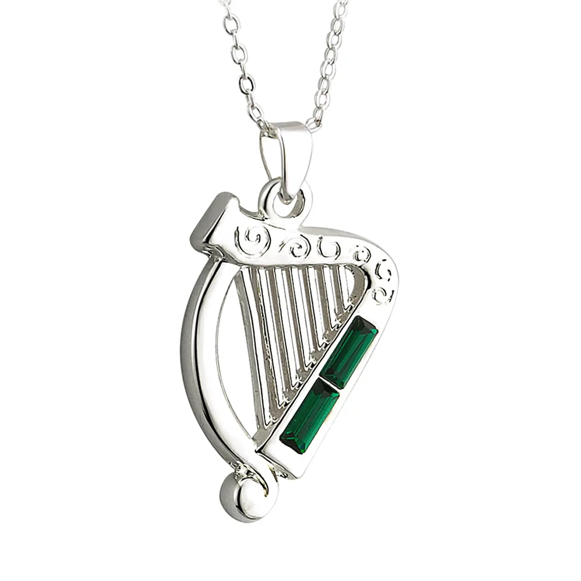 Irische Harfe mit keltischen Ornamenten und Kristall