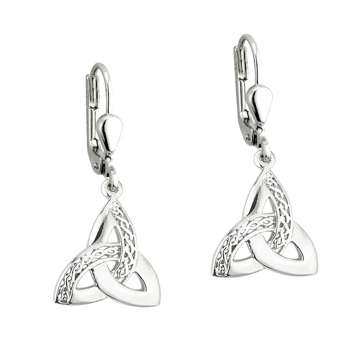 Keltische Trinity Ohrhänger aus Sterling Silber - Handgefertigt in Irland Keltische Trinity Ohrhänger aus Sterling Silber - Handgefertigt in Irland