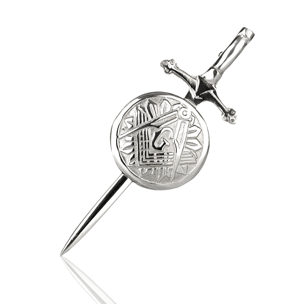 Masonic Kilt Pin aus Schottland - Mit Freimaurer Wappen - Winkelmaß & Zirkel