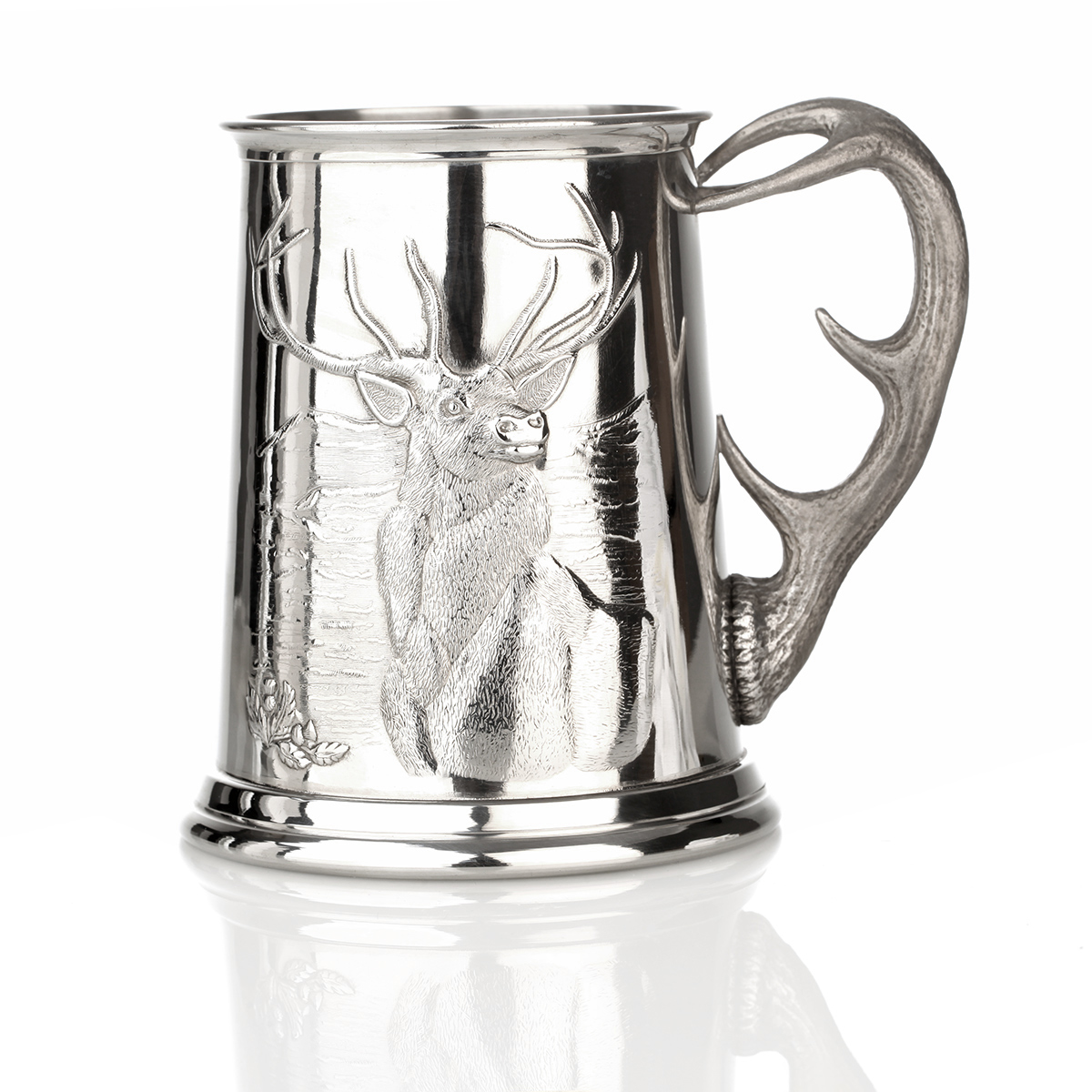 bierkrug-zinnkrug-england-pint-hirsch-jagd-001 Highland Stag Tankard - Handgemachter Bierkrug aus Zinn mit Hirschmotiv