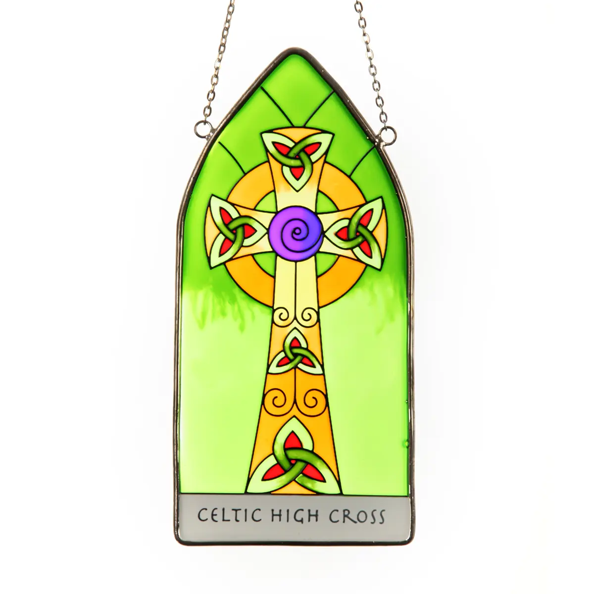 Celtic High Cross - Keltisches Kreuz aus Irland als Fensterbild aus Buntglas