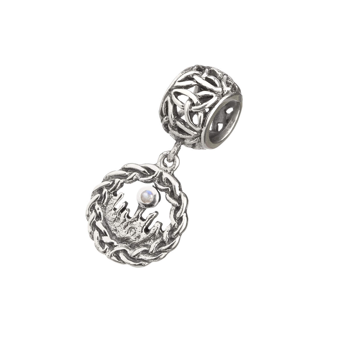 craigh-na-dun-outlander-bead-charm-silber-001 Craigh Na Dun - Schottischer Outlander Bead Charm - Silber & Mondstein