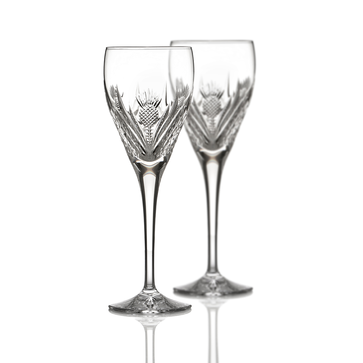 Schottische Distel - 2 Sherry / Portwein Gläser - Kristallglas aus Schottland