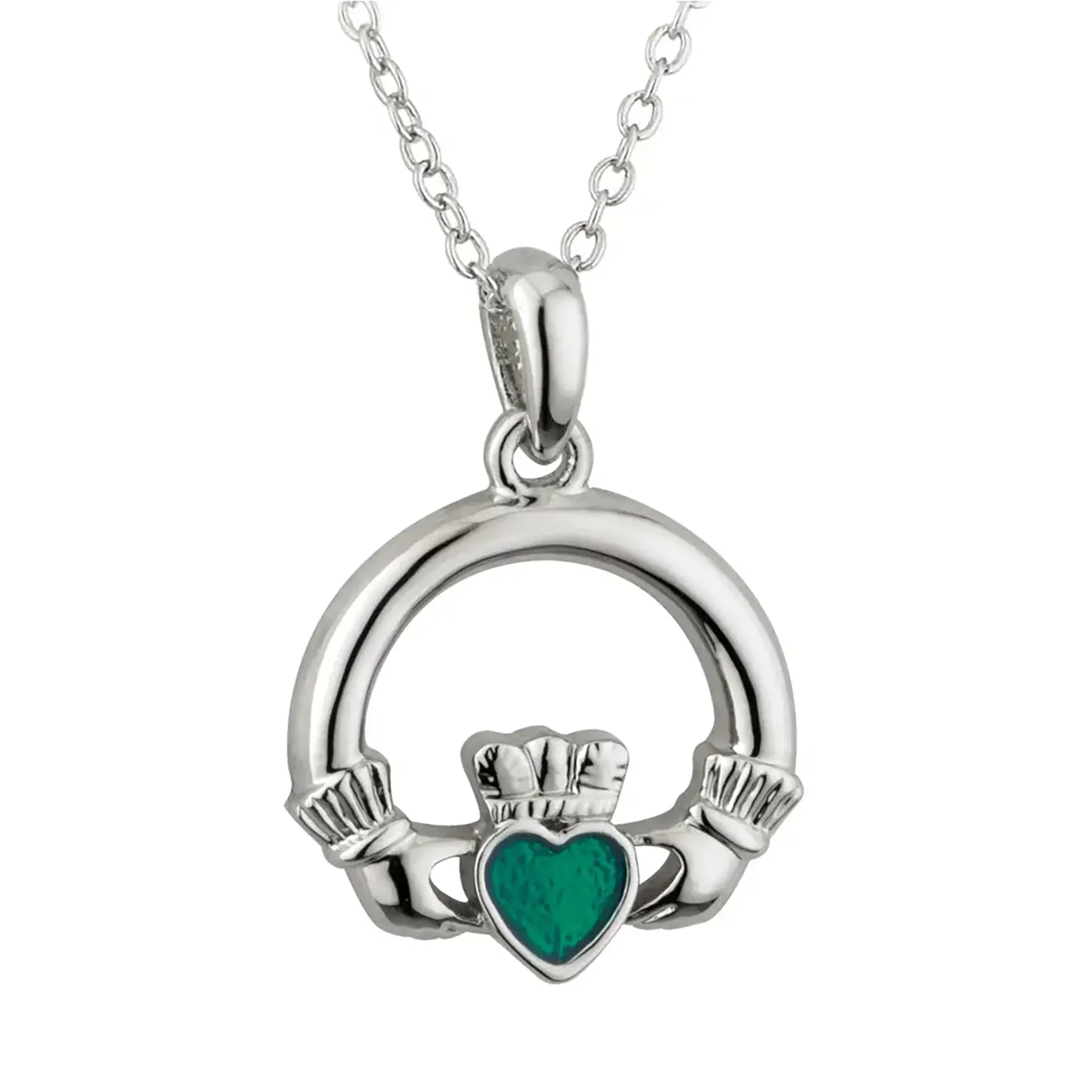 Iriischer Claddagh Ring Anhänger mit Emaille-Verzierung