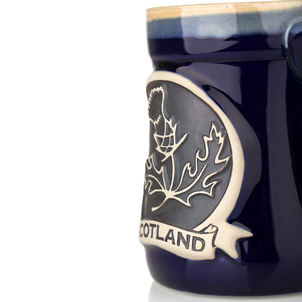 Scotland Thistle Stoneware Mug - Schottische Distel Keramik Becher in Blau