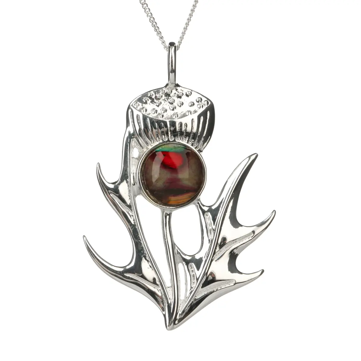 kette-anhaenger-schottischer-heathergem-schmuck-silber-035 Heathergem Thistle Kette - Schottische Distel aus Sterlingsilber & Heide