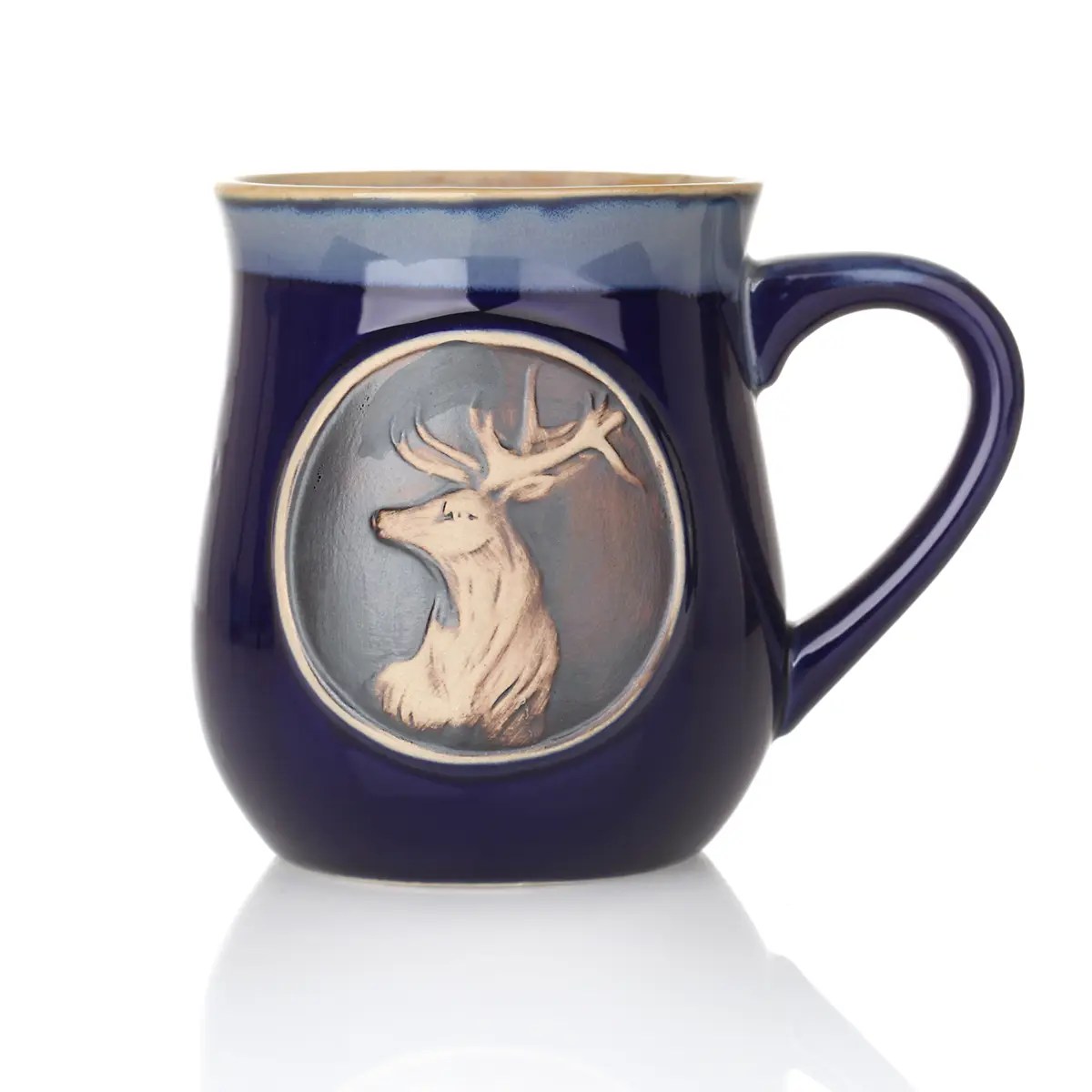 kaffee-becher-mug-tasse-schottland-highland-stag-hirsch-004m67dCT0cGNNsH Highland Stag Stoneware Mug - Schottischer Hirsch Keramik Becher in Blau