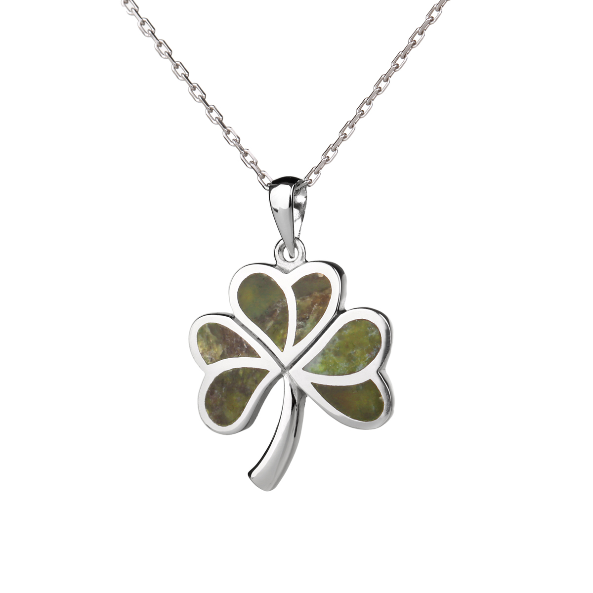 kette-anhaenger-kleeblatt-shamrock-silber-connemara-irland-002 Irish Shamrock - Irisches Kleeblatt Kette aus Silber & Connemara Marmor