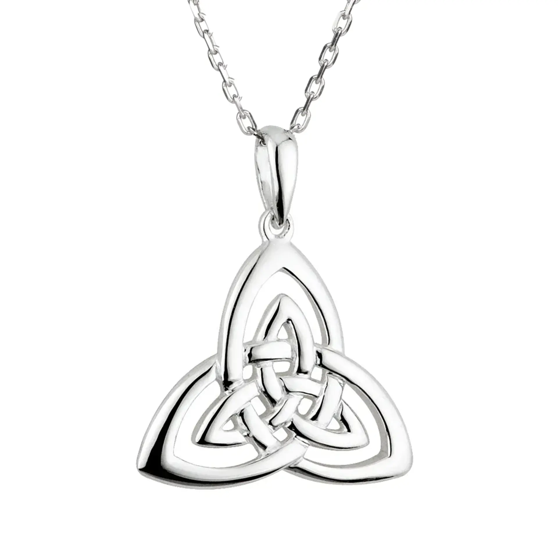 Keltischer Anhänger aus Sterlingsilber – Verschlungene Trinity-Knoten mit Kette aus Irland Keltischer Anhänger aus Sterlingsilber – Verschlungene Trinity-Knoten mit Kette aus Irland
