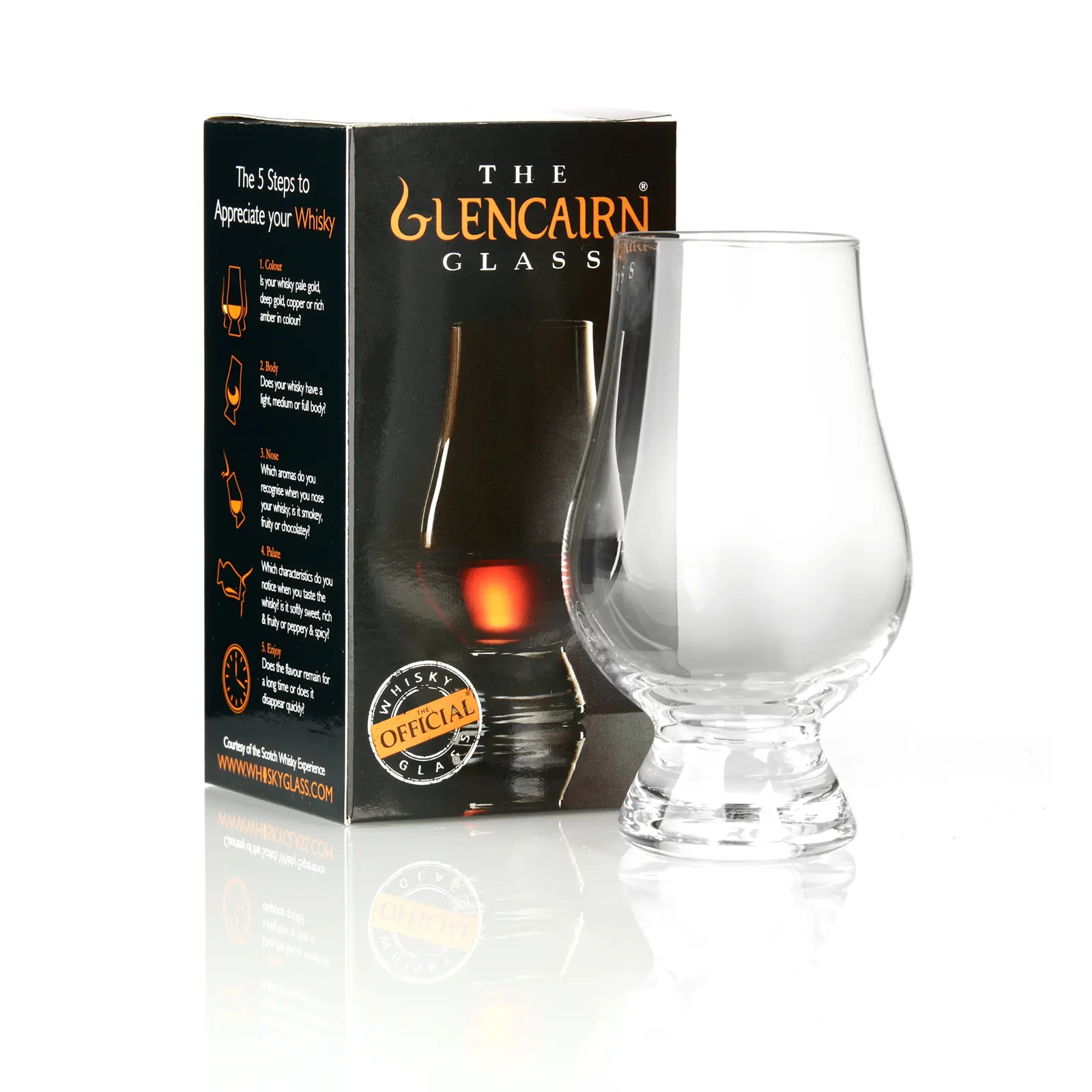 Whisky Fass Flight Tray aus Eiche - mit 1 Glencairn Tasting Glas