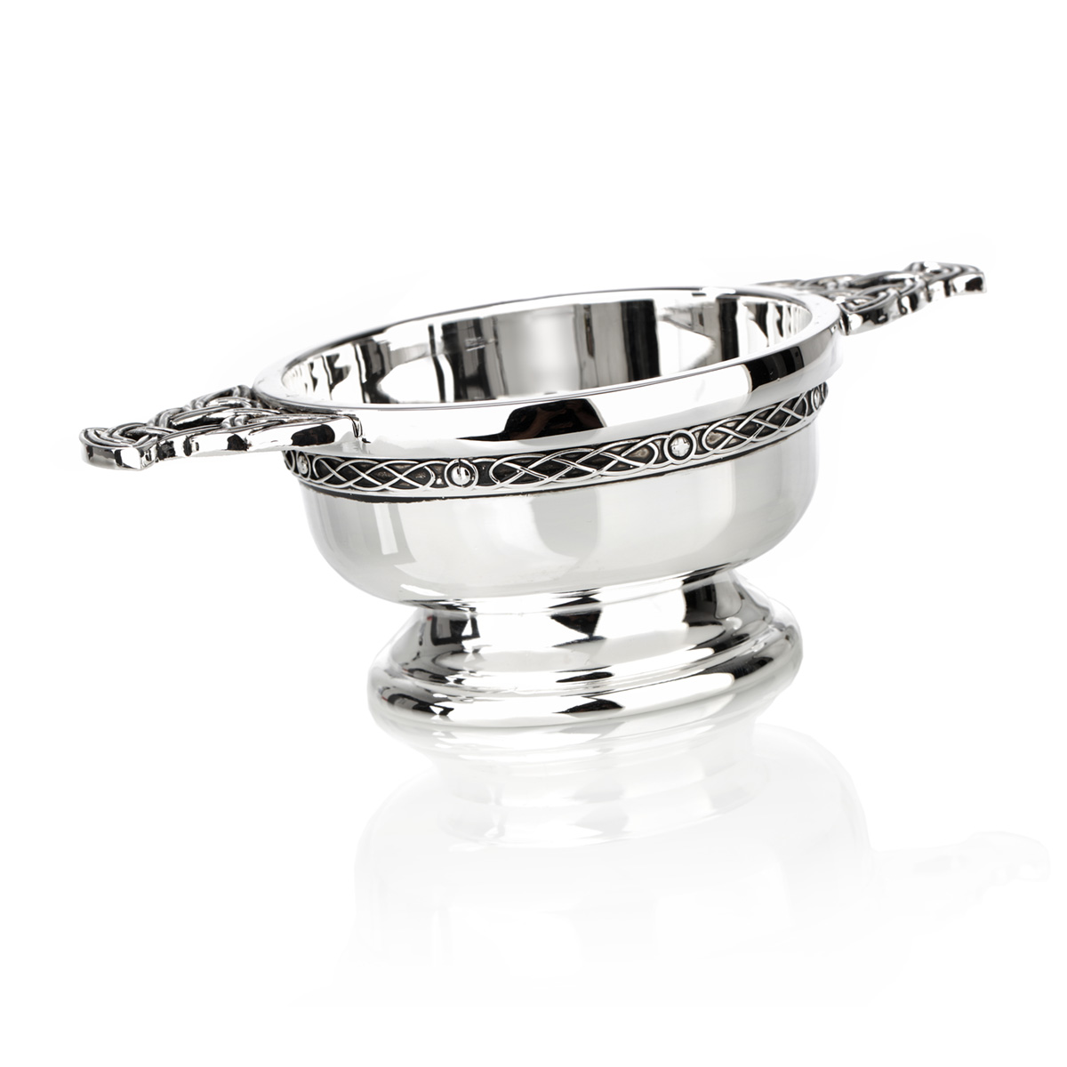 je-suis-prest-silber-clan-fraser-quaich-001 Scottish Thistle Whisky Quaich aus Schottland - versilbert mit keltischen Details