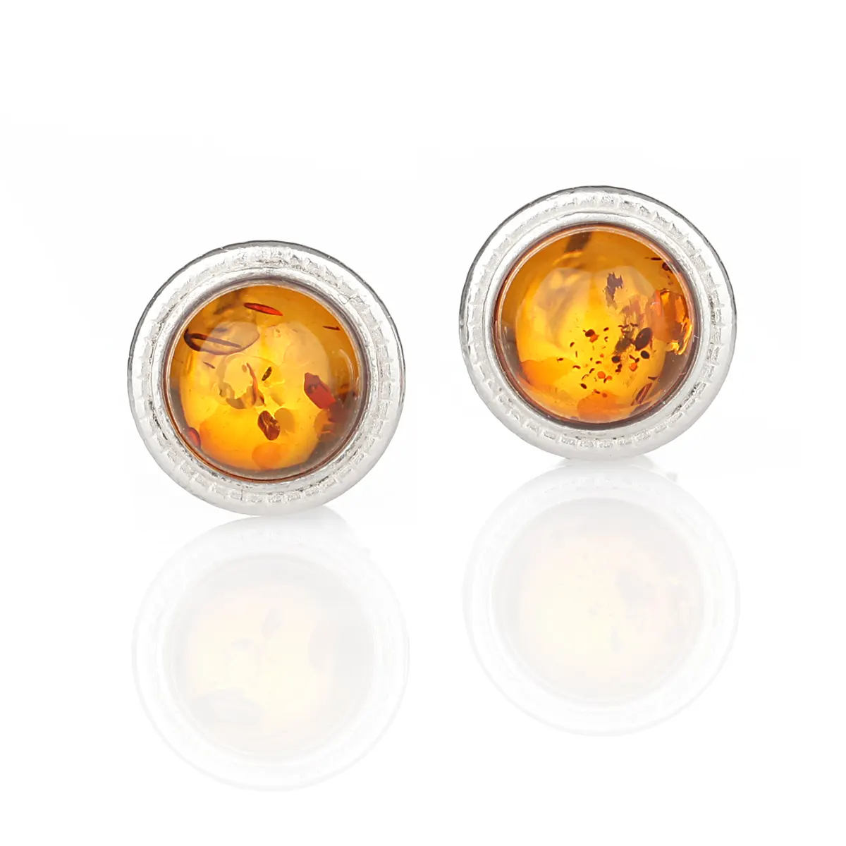 ohrstecker-ohrringe-bernstein-amber-gelb-silber-irland-002 Amber Circle - Irische Ohrstecker aus honigfarbenem Bernstein & Sterling Silber