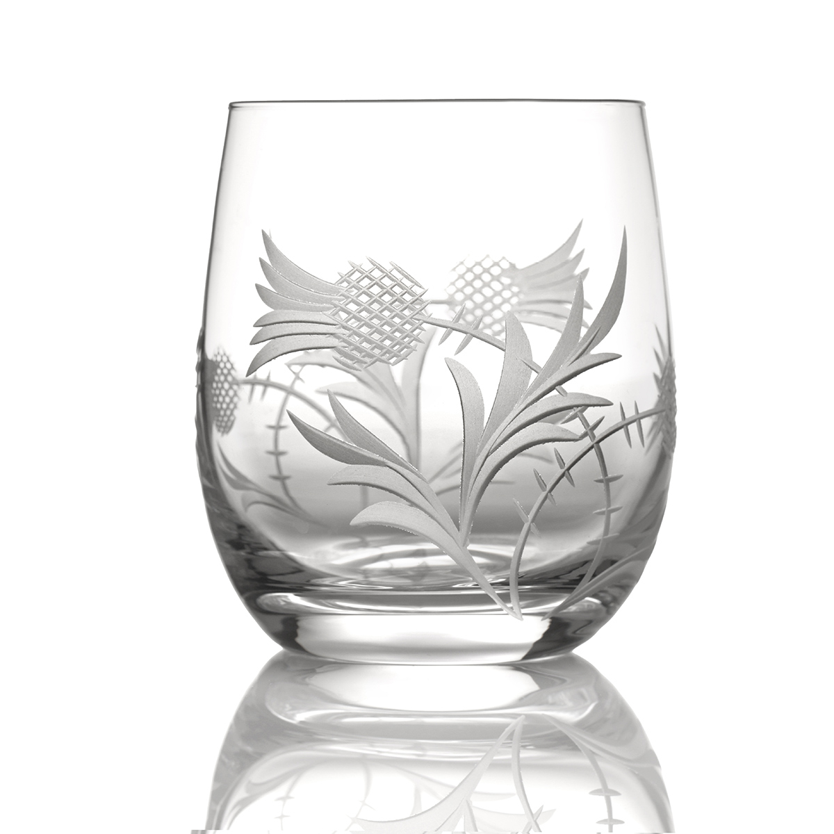 whisky-glas-crystal-kristall-schotland-distel-001 Flower of Scotland Barrel Tumbler - Kristall Whiskyglas mit Distelschliff aus Schottland