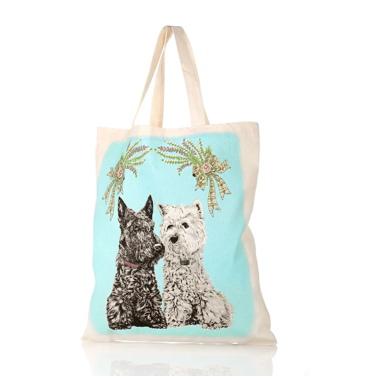 stoff-beutel-tote-shopping-bag-schottland-highland-scottish-terrier-002 Scottie & Westie Twosome Shopping Bag - schottische Canvas Tasche