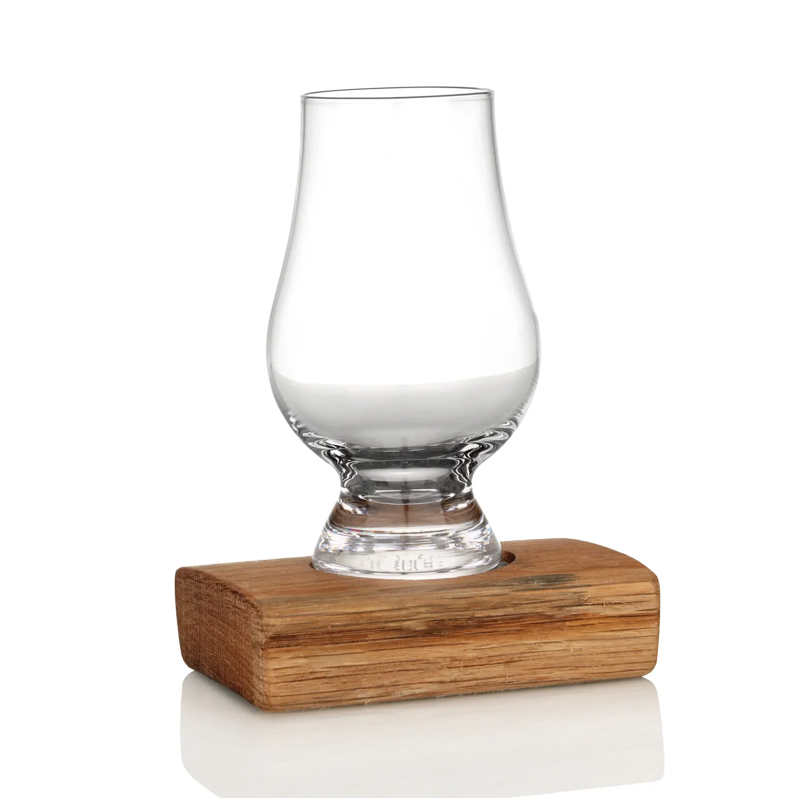 Whisky Fass Flight Tray aus Eiche - passend für 1 Glencairn Tasting Glas