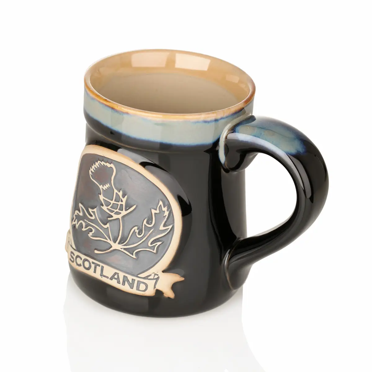 kaffee-becher-mug-tasse-schottland-scottish-thistle-distel-002 Scotland Thistle Stoneware Mug - Schottische Distel Kaffeecher - Schwarz