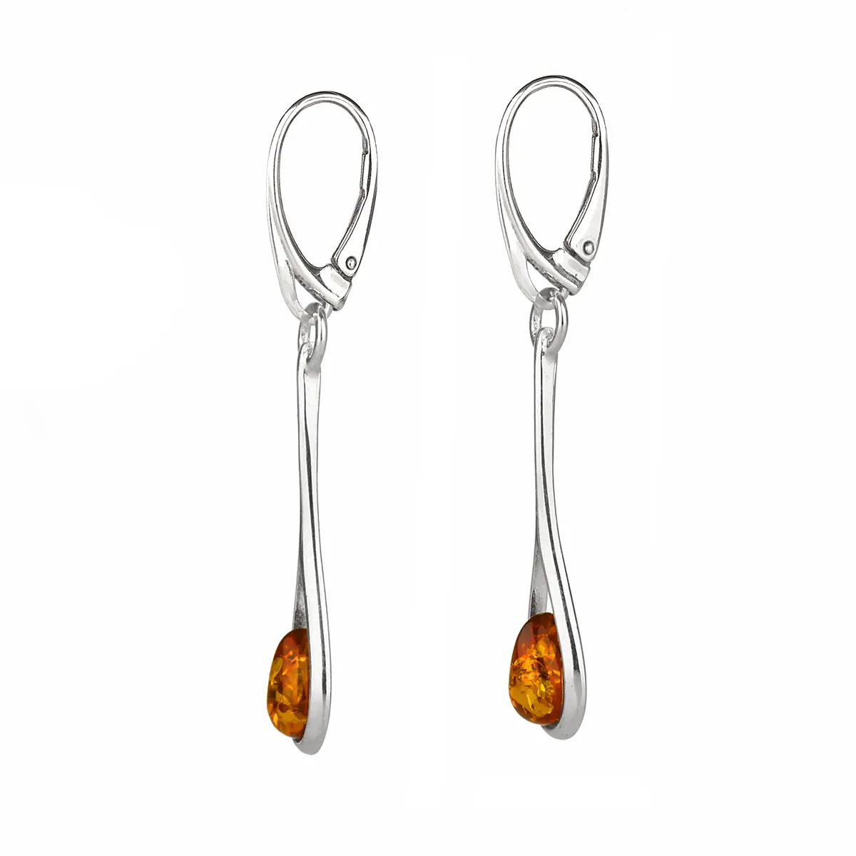 Amber Silver Drop - Irische Ohrstecker aus honigfarbenem Bernstein & Sterling Silber