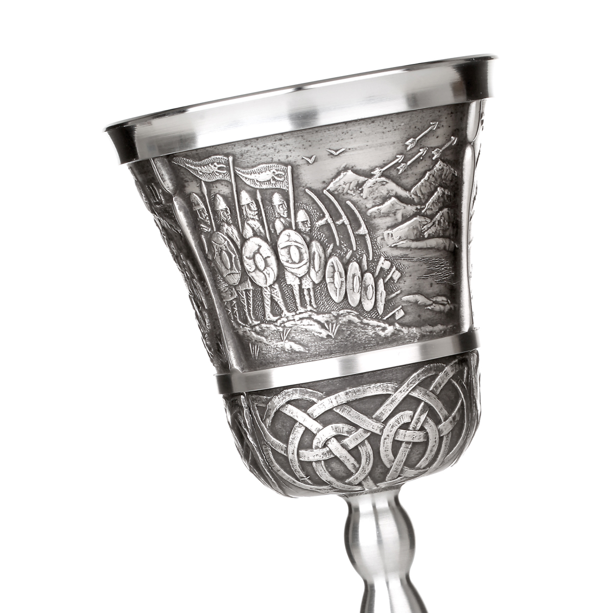 Weinkelch-zinn-keltisch-silber-mittelalter-irland-mythical-ireland-024 Mythical Ireland - Brian Boru - irischer Weinkelch aus Zinn mit keltischen Motiven