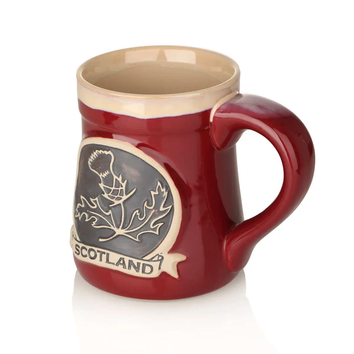 kaffee-becher-mug-tasse-schottland-scottish-thistle-distel-005 Scotland Thistle Stoneware Mug - Schottische Distel Kaffeecher - Rot
