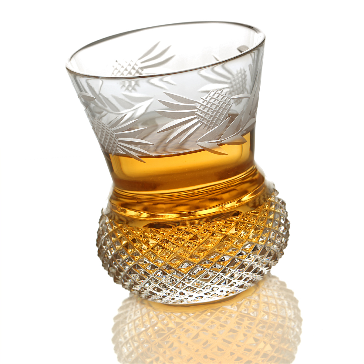 dram-tumbler-whisky-kristall-glas-distel-thistle-006 Flower of Scotland - Whiskyglas aus Schottland in Form einer Distel