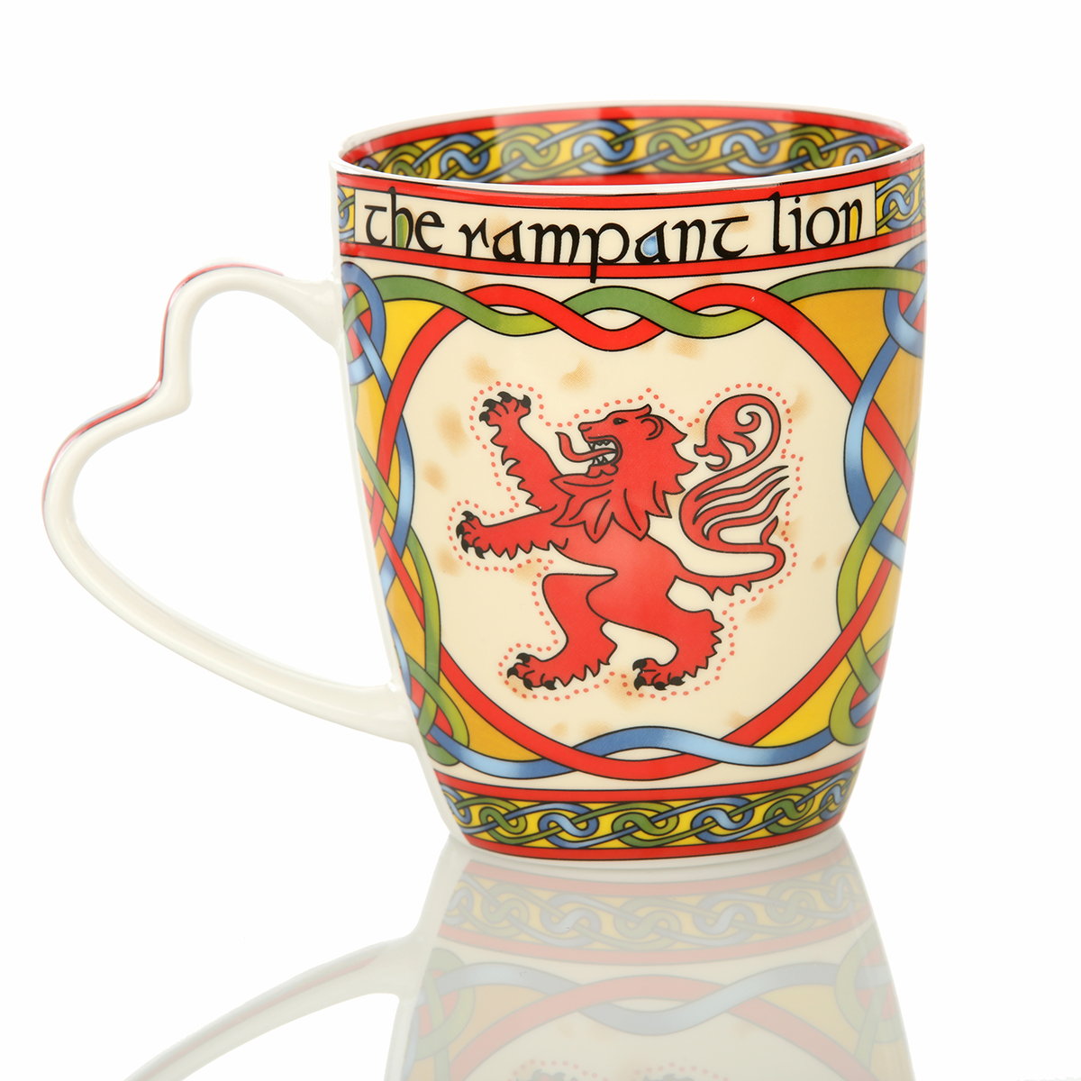 The Rampant Lion Kaffeebecher - schottischer Löwe & keltische Ornamente