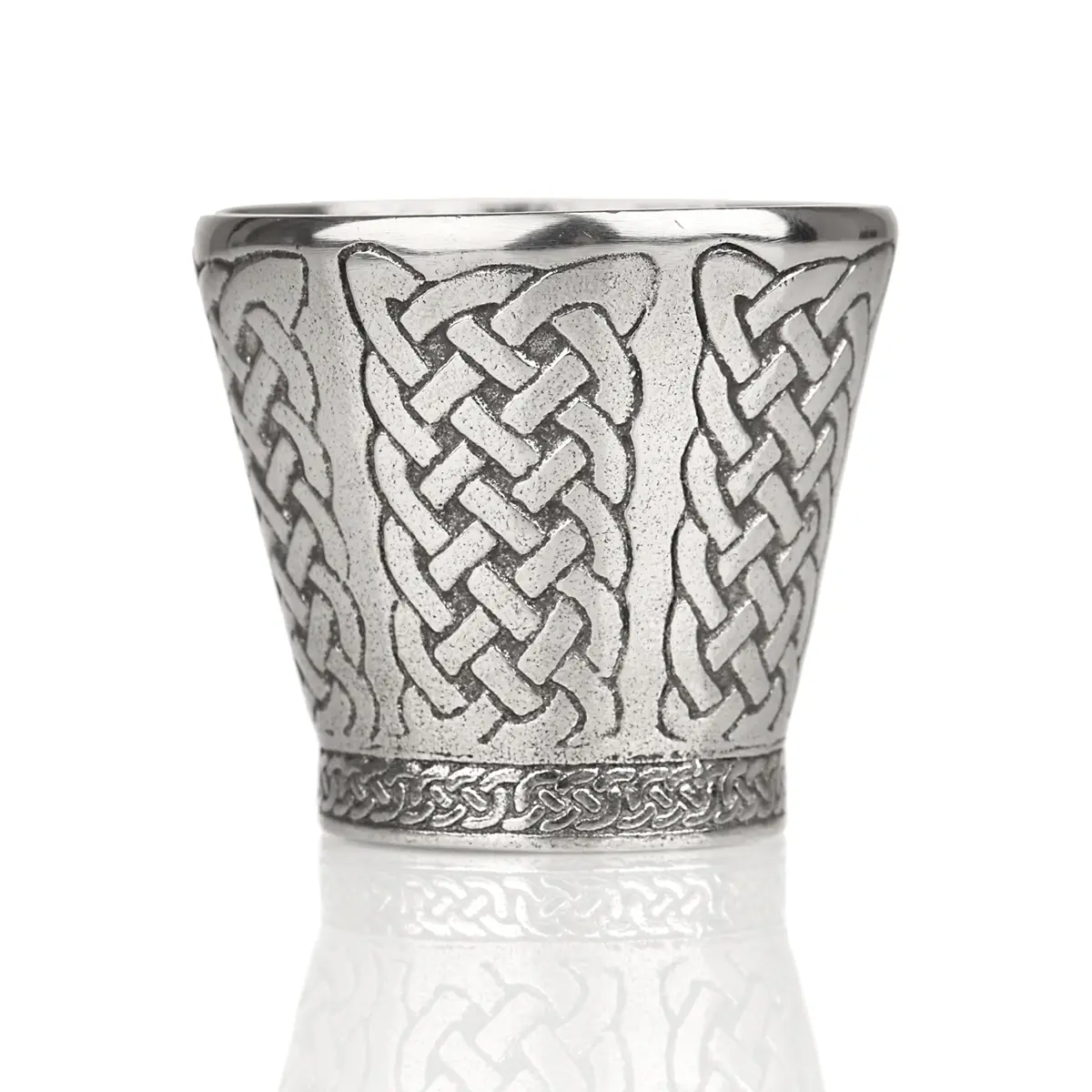 shot-glas-becher-silber-zinn-celtic-keltisch-002 Celtic Dram Cup Shotbecher - keltischer Schnapsbecher aus Zinn
