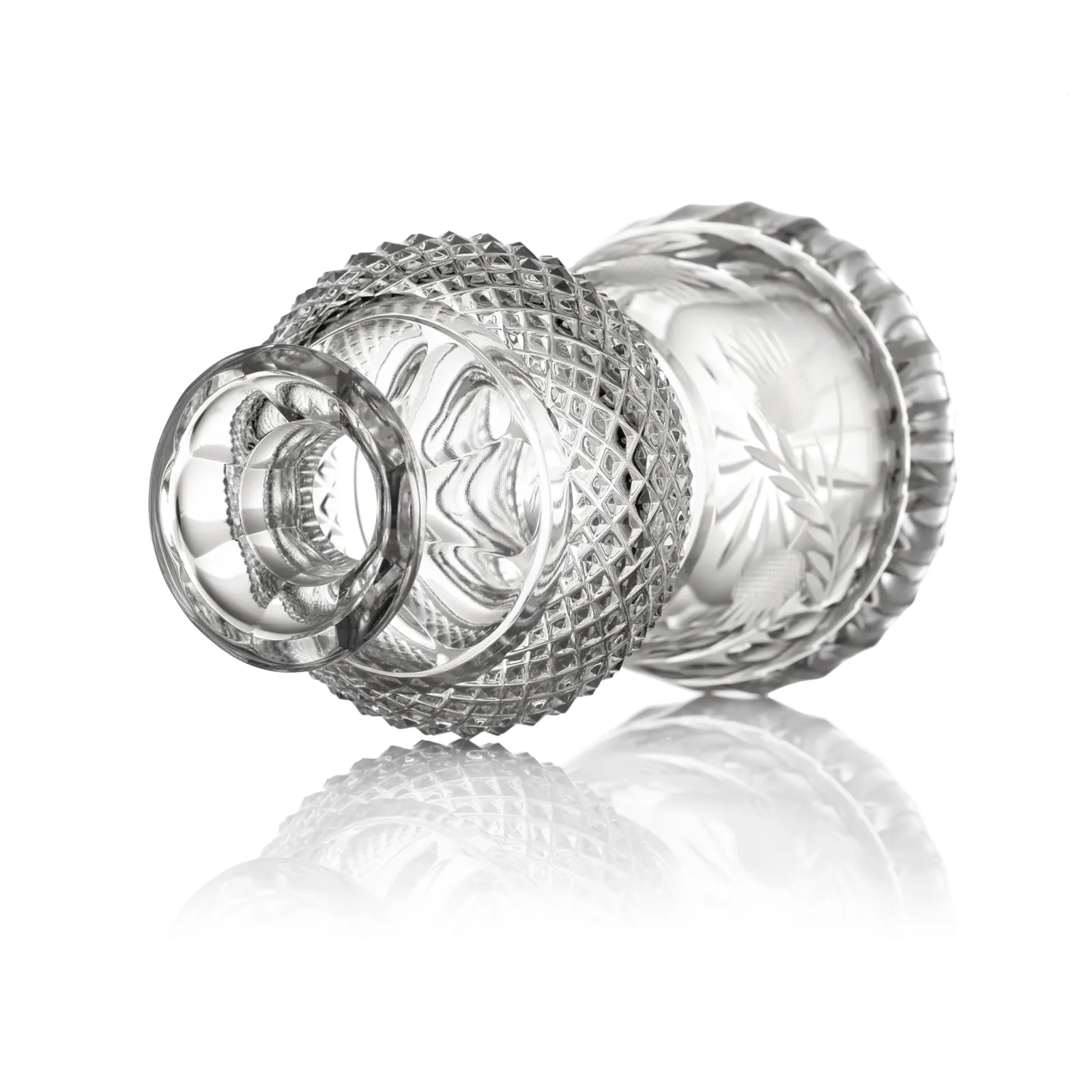 Flower Of Scotland Thistle Decanter - handgefertigte Kristallglas Whiskykaraffe