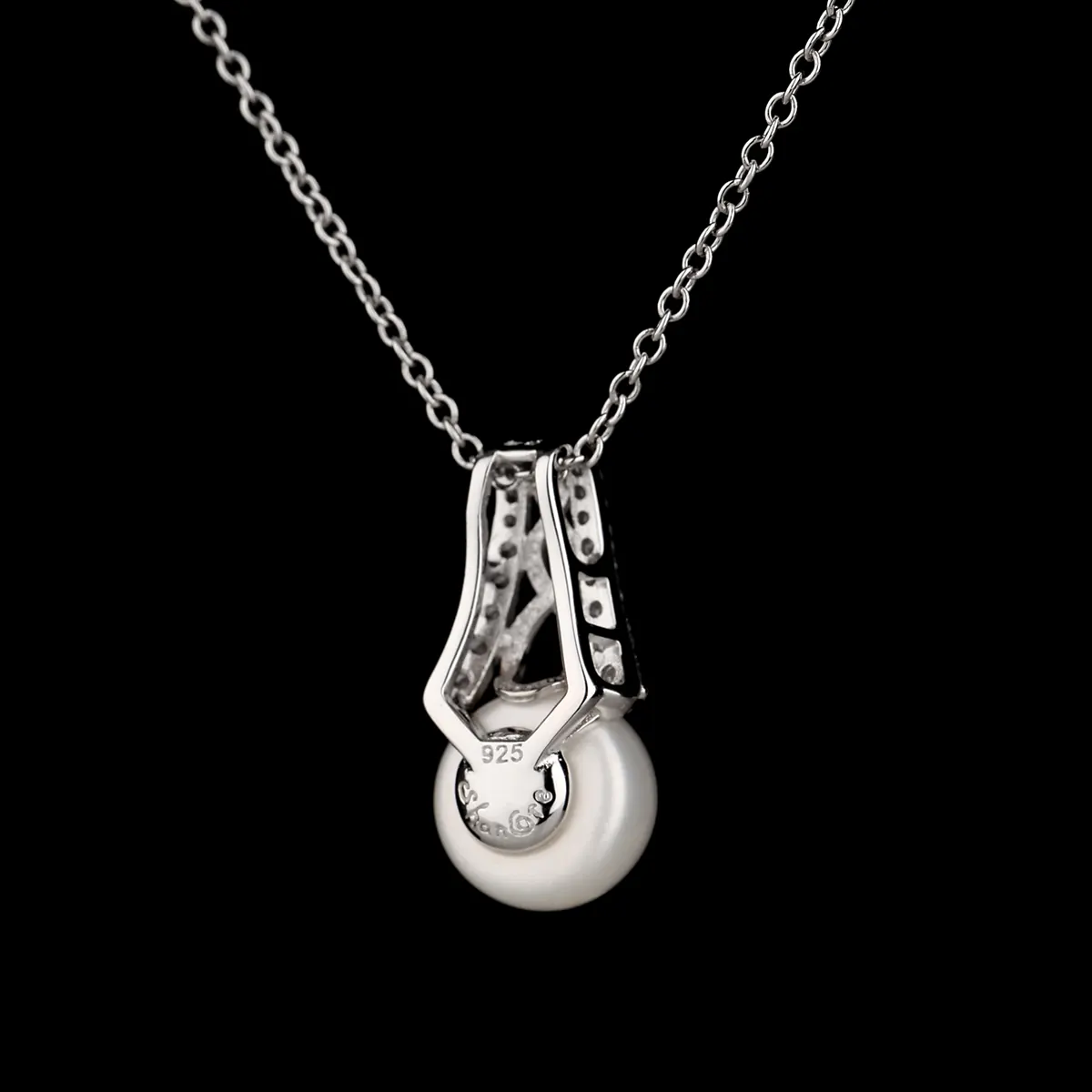 Kette-Anhaenger-perle-kristall-silber-irland-003 Trinity Pearl - Keltische Kette aus Irland - Sterling Silber mit Kristall & Perle